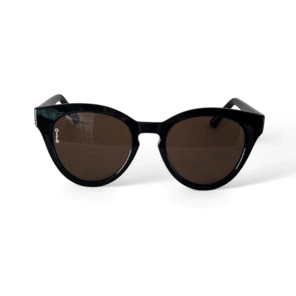 Otra Lilly Womens Sunglasses Black Cat Eye Brown Lens UV400‎ Fashion Chic